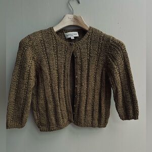 Vintage crop olive knit cardigan